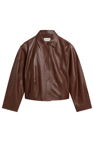 Leather Cocoon Jacket in Rum