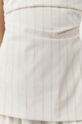 Strapless Tie Back Top in Ecru Stripe