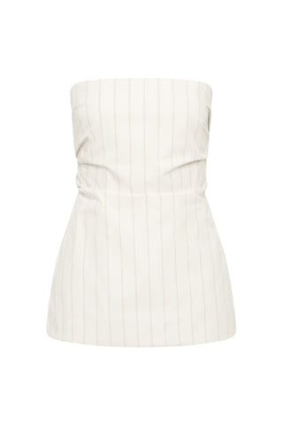 Strapless Tie Back Top in Ecru Stripe