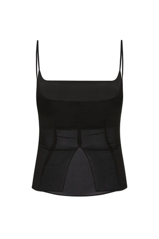 Stretch Silk Cami in Black
