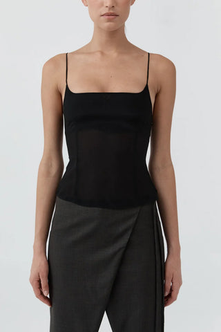 Stretch Silk Cami in Black