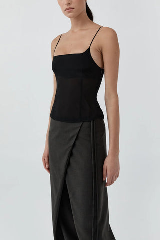 Stretch Silk Cami in Black