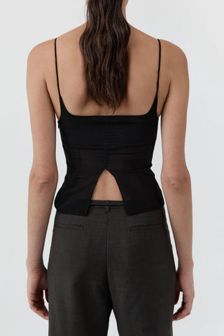 Stretch Silk Cami in Black