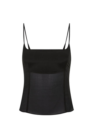 Stretch Silk Cami in Black