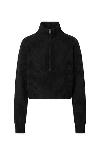 Crop Hampton Cashmere Knit in Black