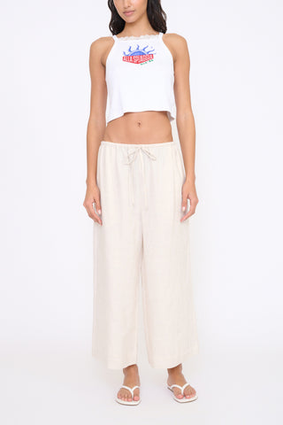 Mateo Linen Cropped Pant in Natural