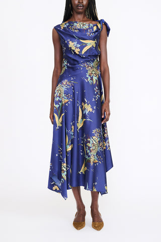 Portia Silk Dress in Tapestry Midnight