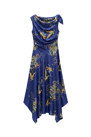 Portia Silk Dress in Tapestry Midnight
