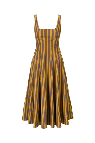 Wells Dress in Cigar Stripe