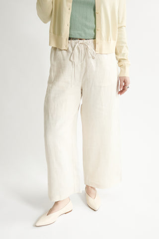 Mateo Linen Cropped Pant in Natural