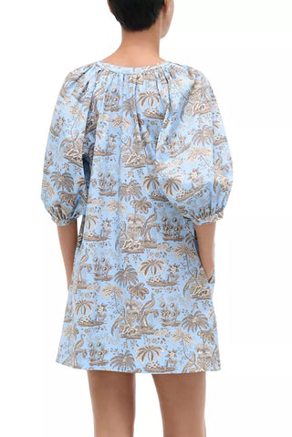 Vincent Mini Dress in Sky Toile