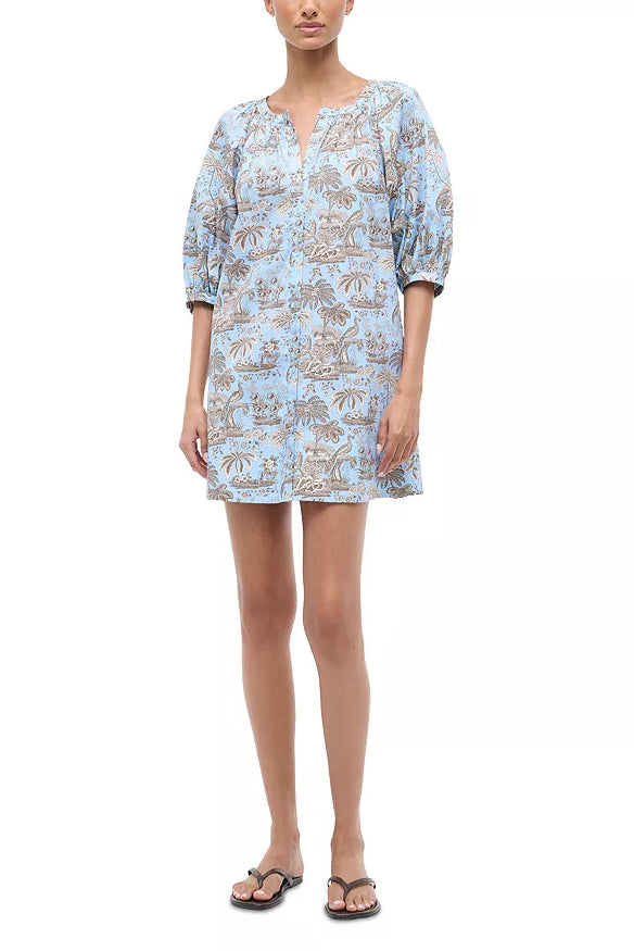 staud mini dress STAUD | Vincent Mini Dress in Sky Toile