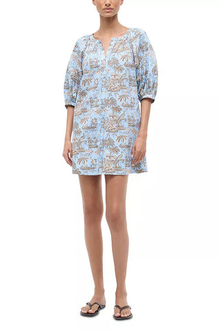 Vincent Mini Dress in Sky Toile