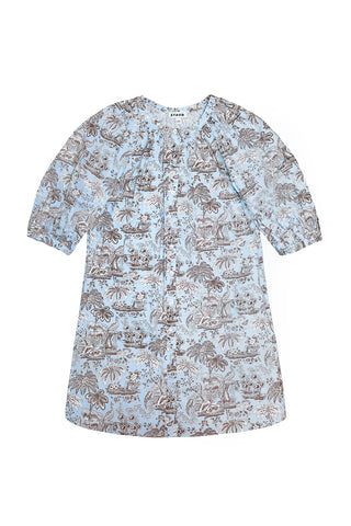 Vincent Mini Dress in Sky Toile