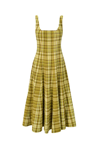 STAUD Wells Plaid Midi Dress, Pepperonci, Women's, 8