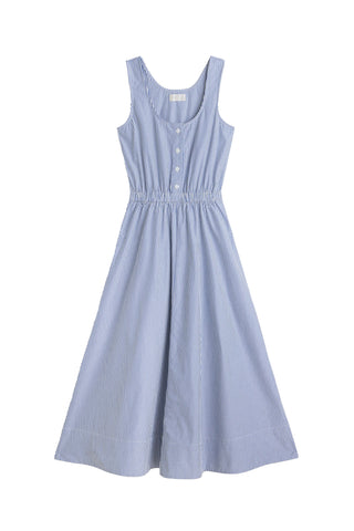 Daphne Sleeveless Dress in Navy Stripe