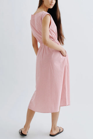 Demi Boatneck Dress in Poppy Stripe