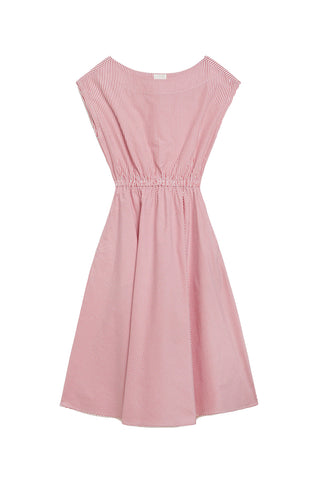 Demi Boatneck Dress in Poppy Stripe