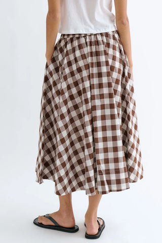 Kyria Circle Skirt in Large Truffle Gingham