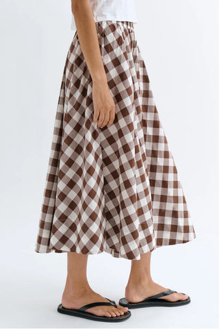 Kyria Circle Skirt in Large Truffle Gingham