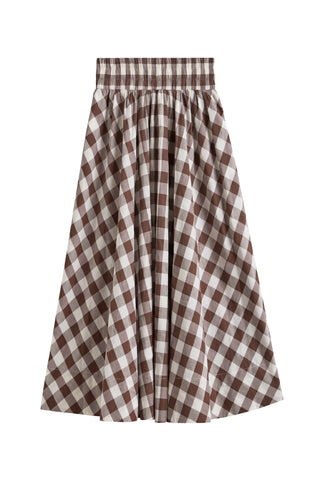 Kyria Circle Skirt in Large Truffle Gingham