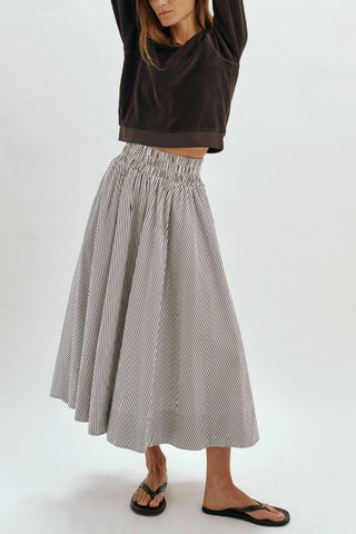 Kyria Circle Skirt in Truffle Stripe