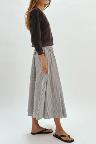 Kyria Circle Skirt in Truffle Stripe