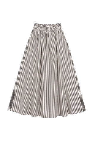Kyria Circle Skirt in Truffle Stripe