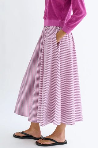 Kyria Circle Skirt in Magenta Stripe