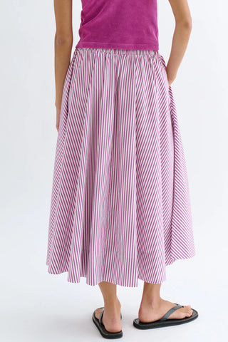 Kyria Circle Skirt in Magenta Stripe