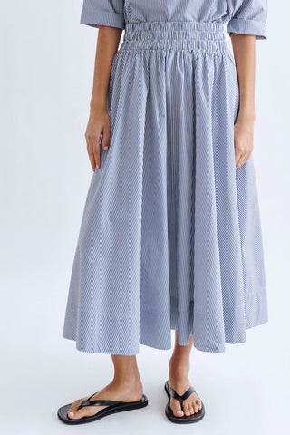 Kyria Circle Skirt in Navy Stripe