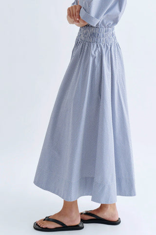 Kyria Circle Skirt in Navy Stripe