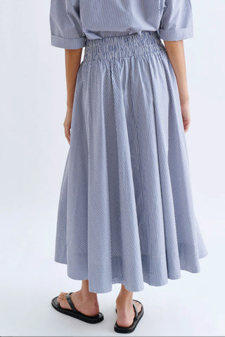 Kyria Circle Skirt in Navy Stripe