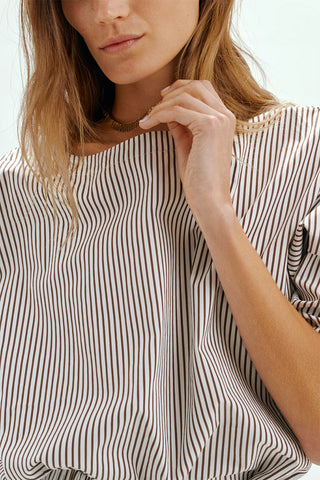 Saria Top in Truffle Stripe