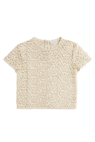 Teza Lace Top in Bone