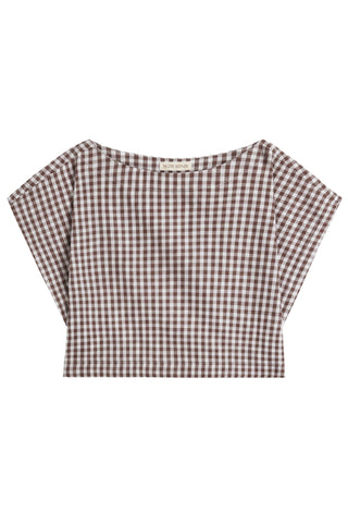 Kori Top in Small Truffle Gingham