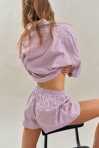 Shkip Shorts in Magenta Stripe