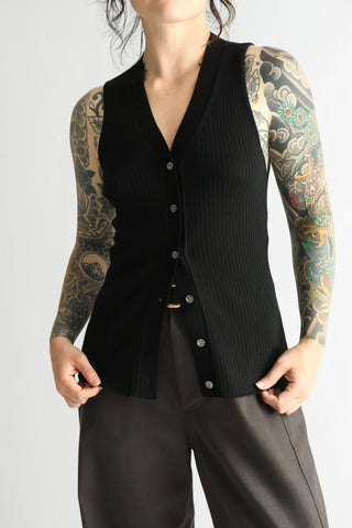 Donut Knit Vest in Black