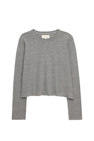 Long Sleeve Crop Tee in Heather Grey