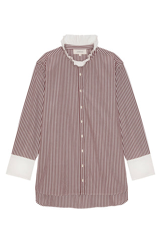 Ruffle Neck Shirt in Yorkshire Stripe