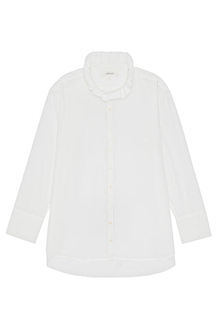 Ruffle Neck Shirt in White