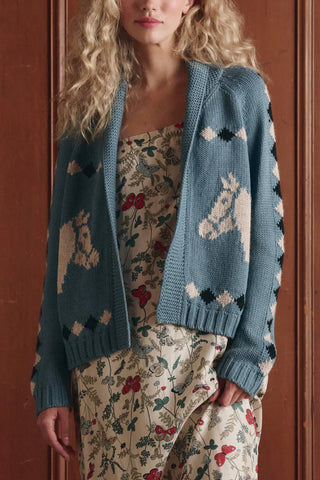The Great Stable Lodge Cardigan is a chunky vintage inspired knit sweater featuring a classic open front and relaxed shawl collar. Luxury timeless cardigan with a lodge style aesthetic. 