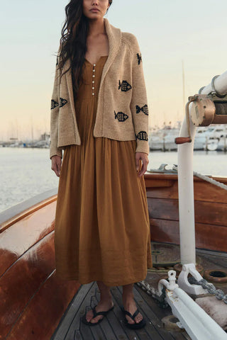 Swimming Fish Lodge Cardigan in Natural