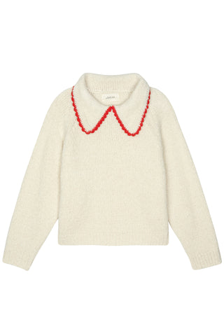 Crochet Collar Pullover in Soft White