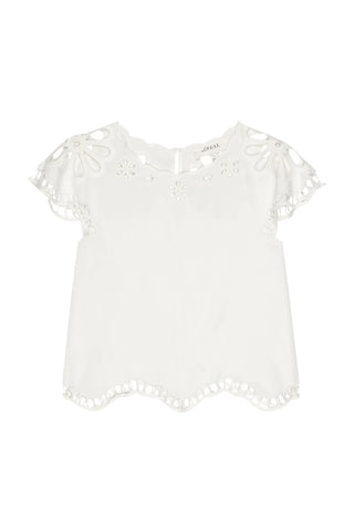 Super Bloom Eyelet Top in White