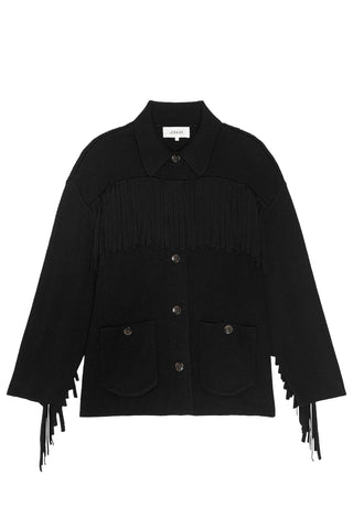 Western Fringe Sweater Jacket in Black