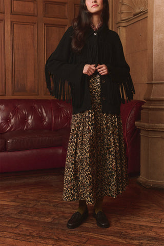 Western Fringe Sweater Jacket in Black