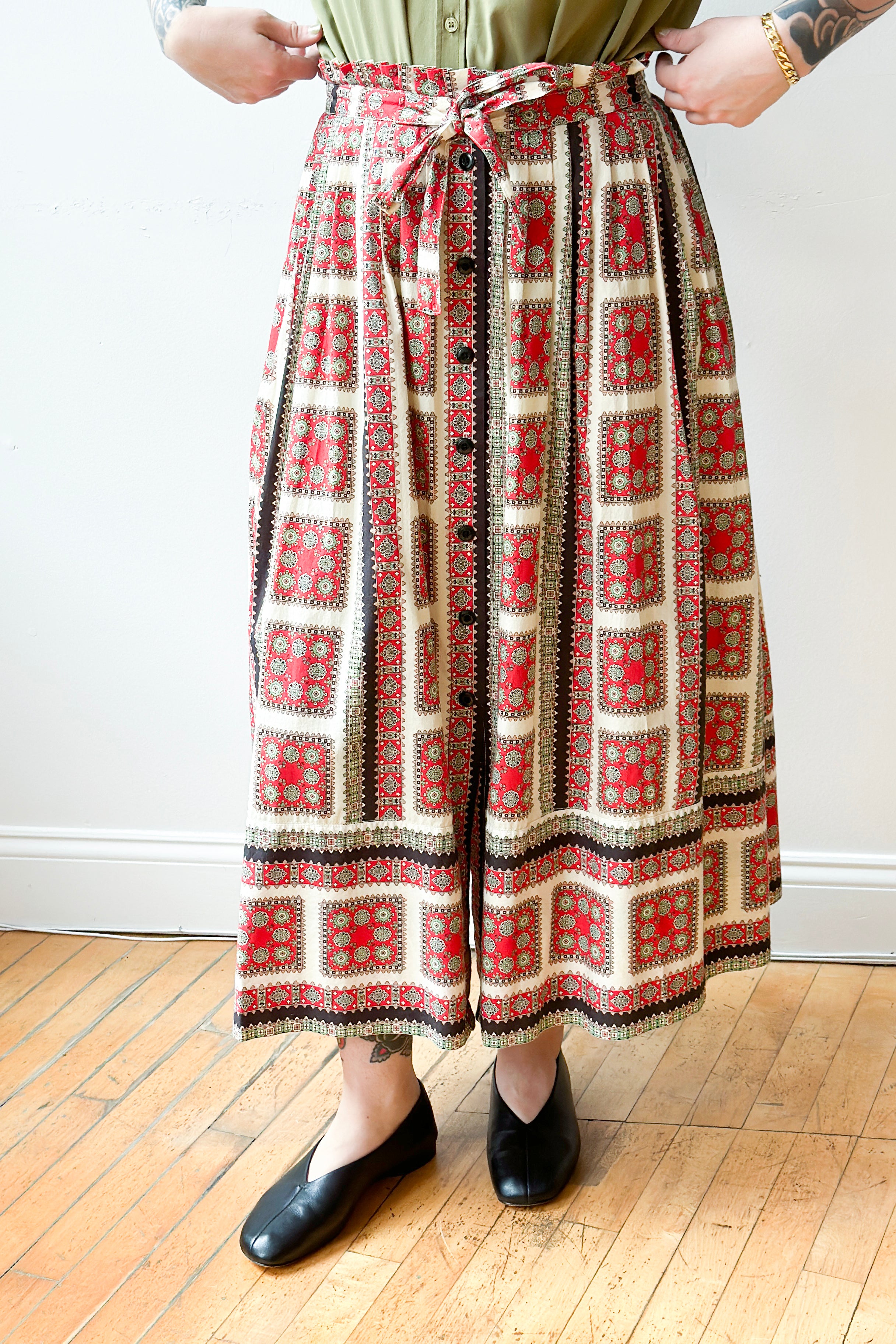 THE GREAT | The Treeline Skirt in Westward Bandana Print