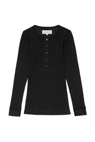 Baby Rib Henley in Almost Black