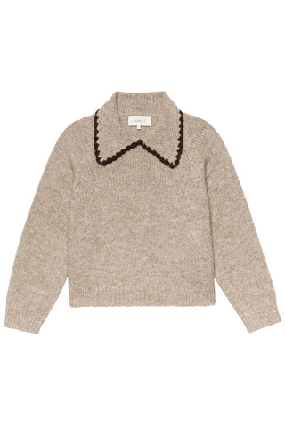 Crochet Collar Pullover in Oat